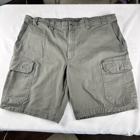 Duluth Men 44 Flex Fire Hose Relaxed Fit Cargo Shorts Khaki Green Stretch - Picture 1 of 13